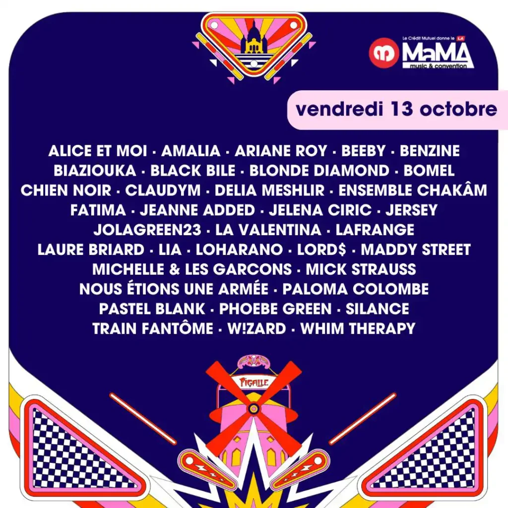 MaMA Music & Convention 2023-Programe du Vendredi 13 Octobre