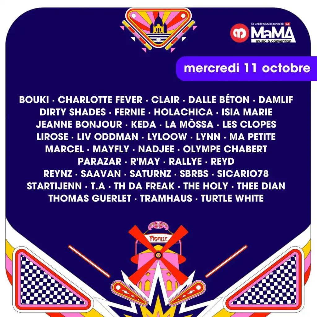 MaMA Music & Convention 2023-Programe du Mercredi 11 Octobre