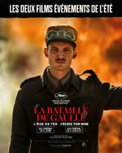 J’écris Ton Nom, La Bataille de Gaulle (2), affiche, Le Général Leclerc sur fond du feu d'une bataille
