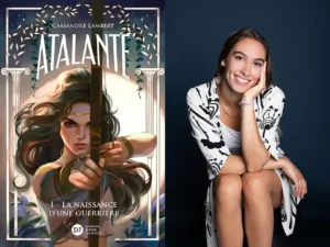 Atalante, mon avis lecture du tome 1, Livre d'Atalante et à droite portrait assis de Cassande Lambert