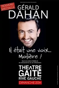 Gérald Dahan ; Il était une voix Molière, affiche Gérald Dahan en portrait, sur fond noir