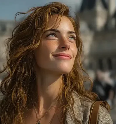 Accueil-ISL-Magazine-08-2025 Accueil-ISL-Magazine, jeune femme de 3/4 profil regardant vers le haut